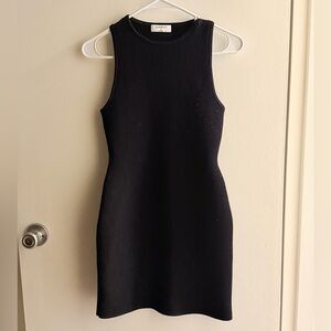 Babaton Black Ribbed Mini Dress